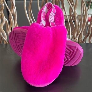 UGG Vibrant Pink Fluffy Slides